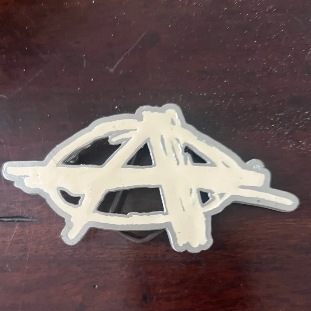 Anarchy Symbol Vintage Pewter Belt Buckle